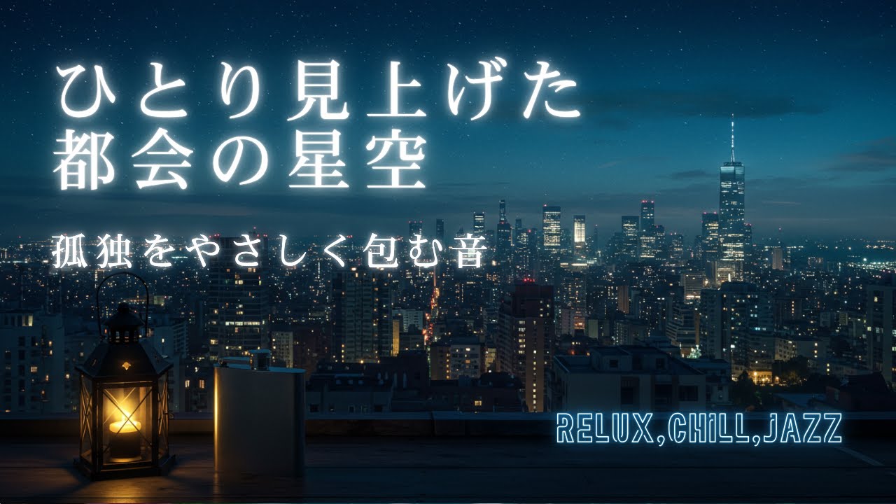【夜景BGM】ひとり、屋上で見上げた都会の星空｜孤独をやさしく包む夜の音楽 癒し 静かな音楽 作業用BGM