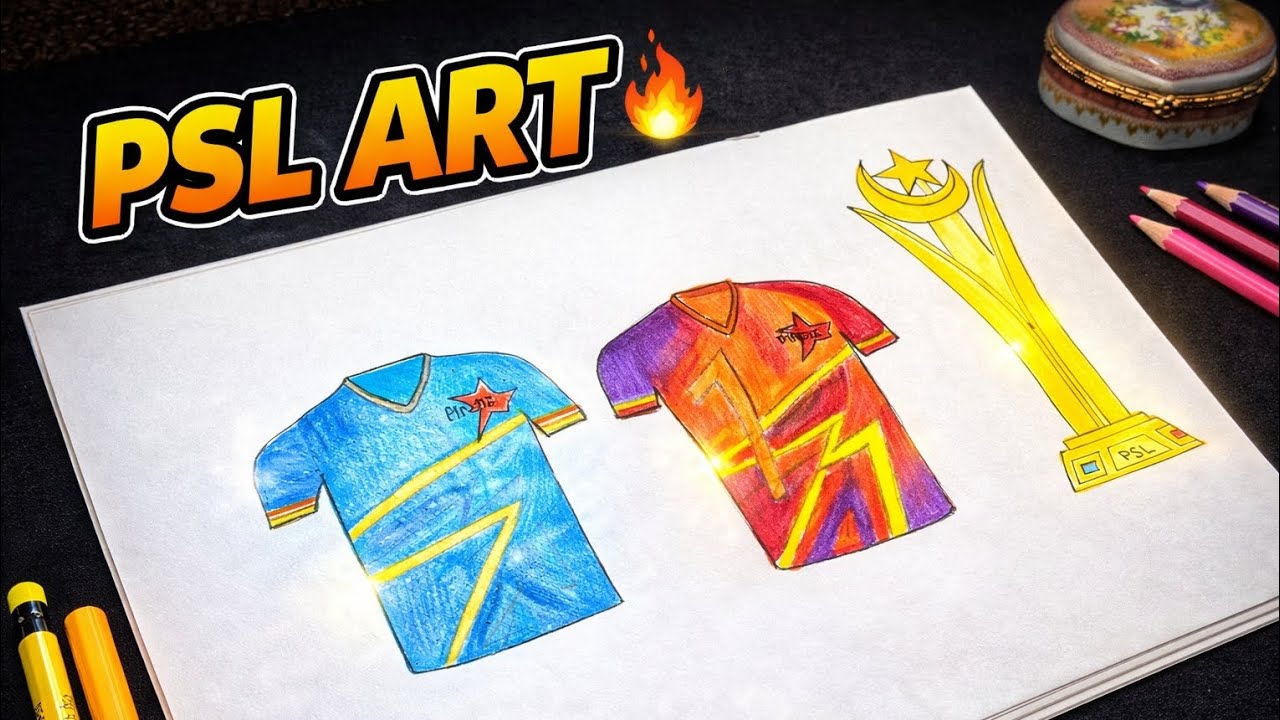 Psl Drawing Example PSL Jersey Design Drawing 🔥 | Easy Cricket Art Tutorial | PSL Trophy ...