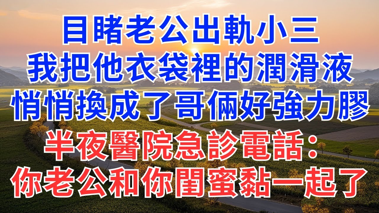 目睹老公出軌小三，我把他衣袋裡的潤滑液，悄悄換成了哥倆好強力膠，半夜醫院急診電話：你老公和你閨蜜黏一起了！#為人處世#生活經驗#情感故事#故事#小說#戀愛#情感#婚姻
