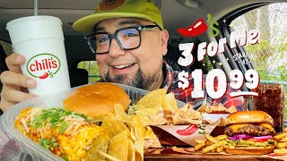 Chili's 3 For Me $10.99 Deal 🍔🍟🥤 BIG SMASHER BURGER Review!