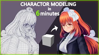 Timelapse┃Anime look 3D Character Modeling in 6 minute┃