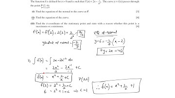 Day 20 Differentiation & Integration past paper question