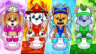 Paw Patrol CUTE BABY Elements: Air, Fire, Ice, And Earth In Restroom!  Ultimate Rescue  Rainbow 3