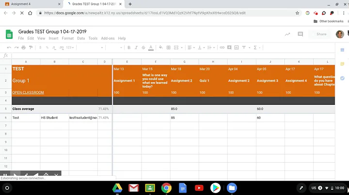 Google Classroom- Exporting your grades to a Google Sheet