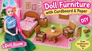 🏠✨ DIY Doll Furniture with Cardboard & Paper | Miniature Doll Room
