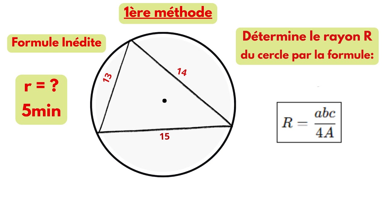 Triangle 13-14-15 : Calcul du rayon du cercle circonscrit avec une formule inédite