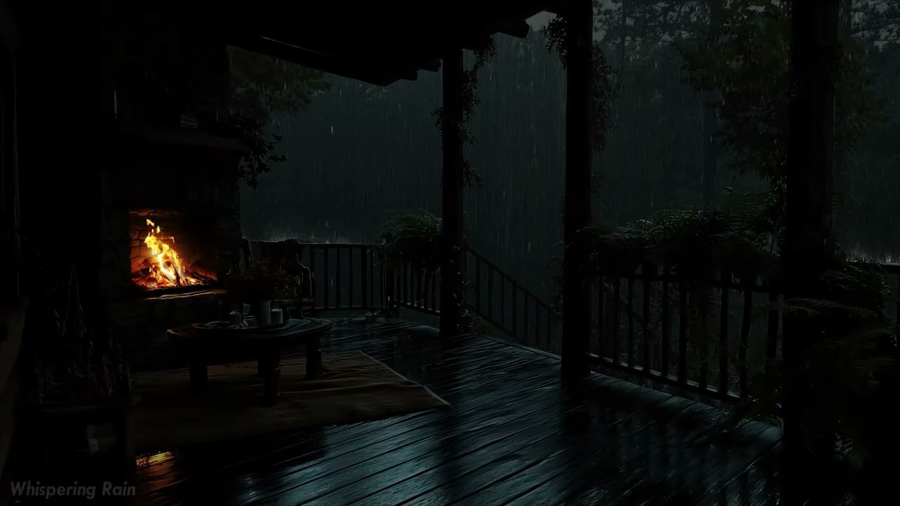 Rain, Thunder & Fireplace Sounds 🌧️🔥 Space for Deep Sleep and Relaxation | Whispering Rain
