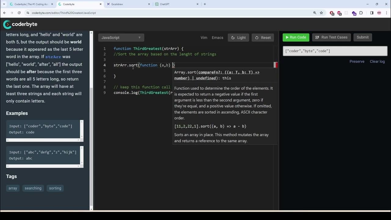 Coderbyte | Third Greatest | Easy | Solution with JavaScript - YouTube