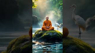 Tranquil Wisdom – The Monk and the White Heron #MindfulJourney #SpiritualAwakening #TranquilWisdom