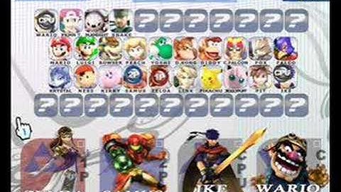 Super Smash Bros Brawl Character Select Screen
