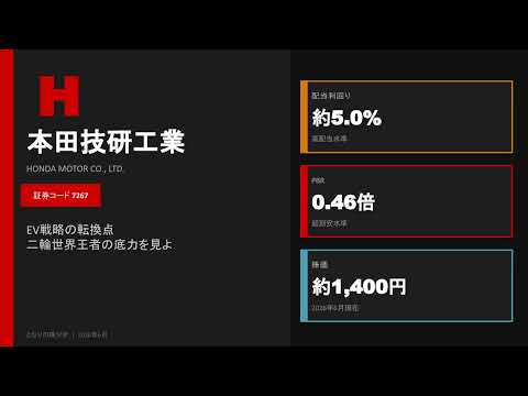 【衝撃】ホンダ7267が赤字転落なのに配当5%・PBR0 46倍の超割安！EV損失1兆円の真相を徹底解説