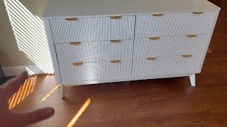 Wood Tall 6 Drawers Dresser, 53.2" W Fluted Modern Dressers for Bedroom | Grey Oak, 15"D x 53.2"W x