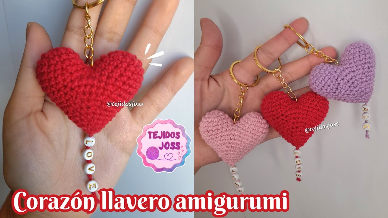 Corazón llavero amigurumi tejido a crochet | Tejidos Joss |