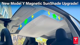 New Tesla Model Y Magnetic Roof Sunshade Upgrade Install In Seconds