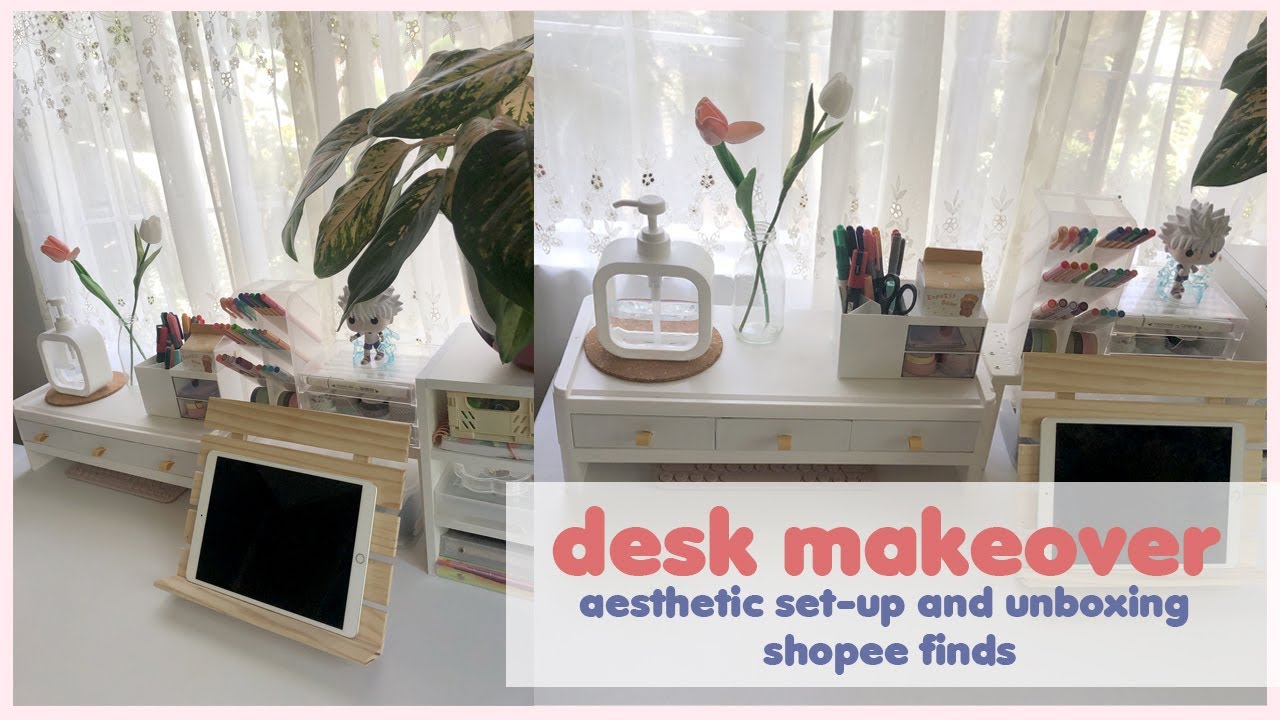 🍓 Aesthetic Desk Makeover 🍓 || Korean Inspired || Unboxing Shopee Finds || 🇵🇭