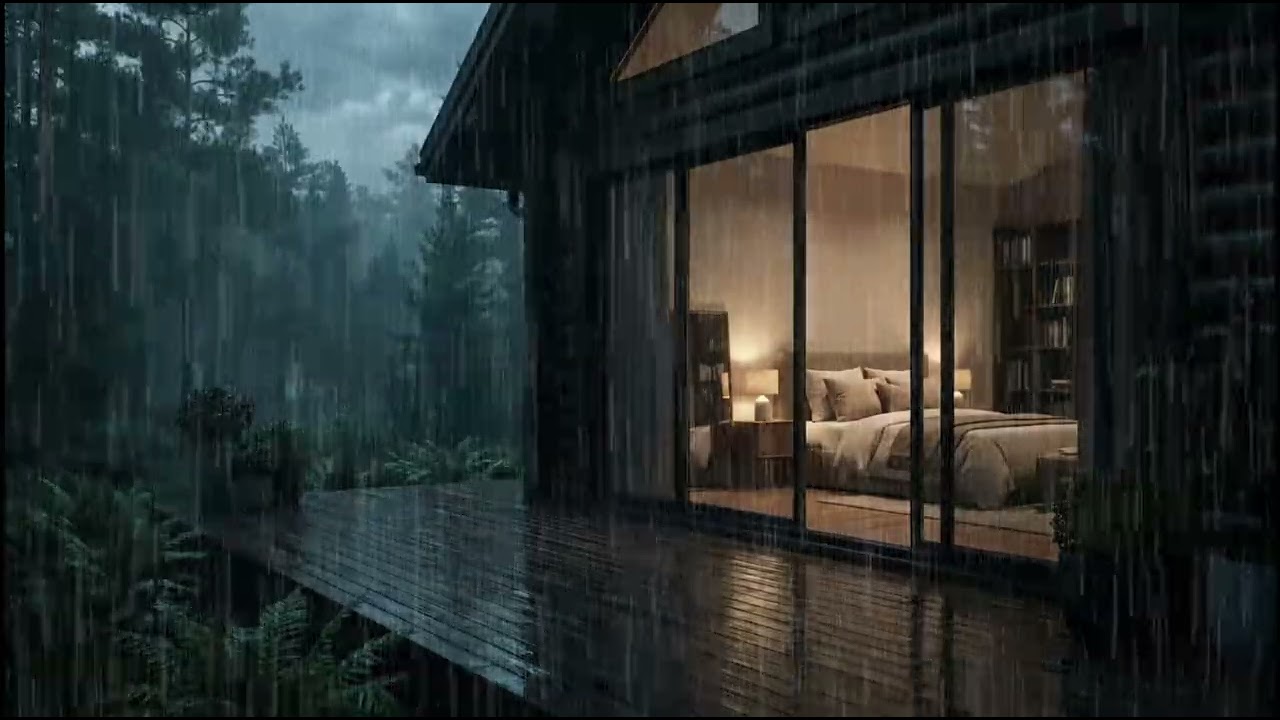 Soothing Rain ASMR by a Warm Forest Cabin 🌲 | Rain Sounds for Sleep, Relaxation & Insomnia