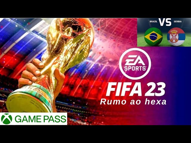 FIFA 23 NO XBOX ONE, GAME PASS - Inicio de game play da Copa do Mundo 2022.  Brasil X Servia 