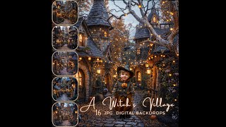 A Witch's Village Digital Backdrop Halloween Photography Background Photoshop Composite Overlay screenshot 5