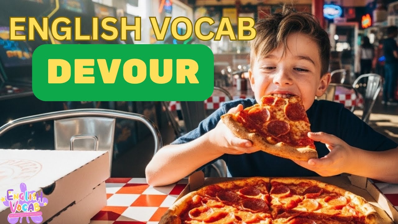 devour | Verb | English Vocabulary | Meaning | Usage | Pronunciation | Conversation