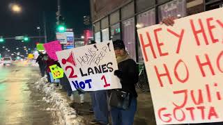 Car activists on Archer, plus an interloper