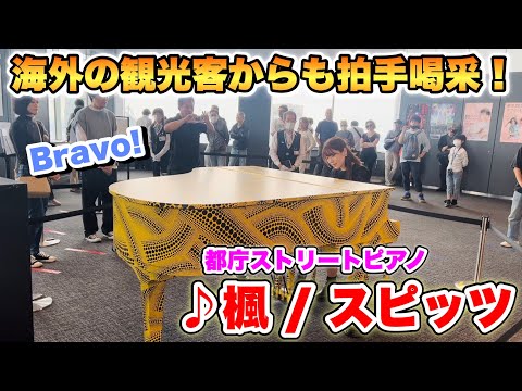 【ストリートピアノ】スピッツ「楓」を全力で弾いたら海外の観光客からも拍手喝采‼️👏✨