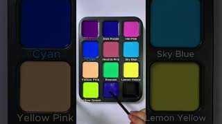 Create 8 colors from 4 colors: Violet + Cyan + Yellow Pink + Yellow Green #asmr #colormixing #art