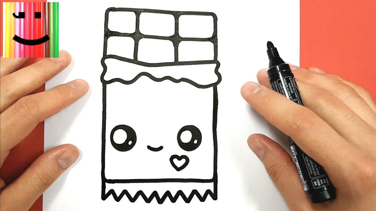 COMMENT DESSINER UNE TABLETTE DE CHOCOLAT KAWAII - TUTO DESSIN