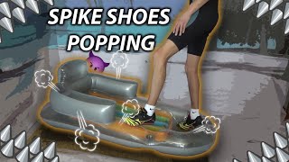 Popping inflatable airmat with spikes shoes