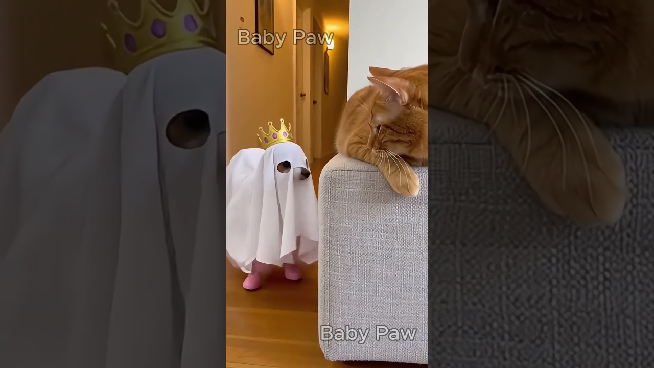 Forget the ghost—cat is already winding up a slap 😹👋👻 
