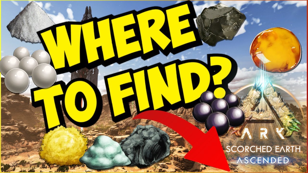ARK Scorched Basic Resources & Where to Find Them? Salt, Metal, Pearls Obsidian, Sulfur & Tree