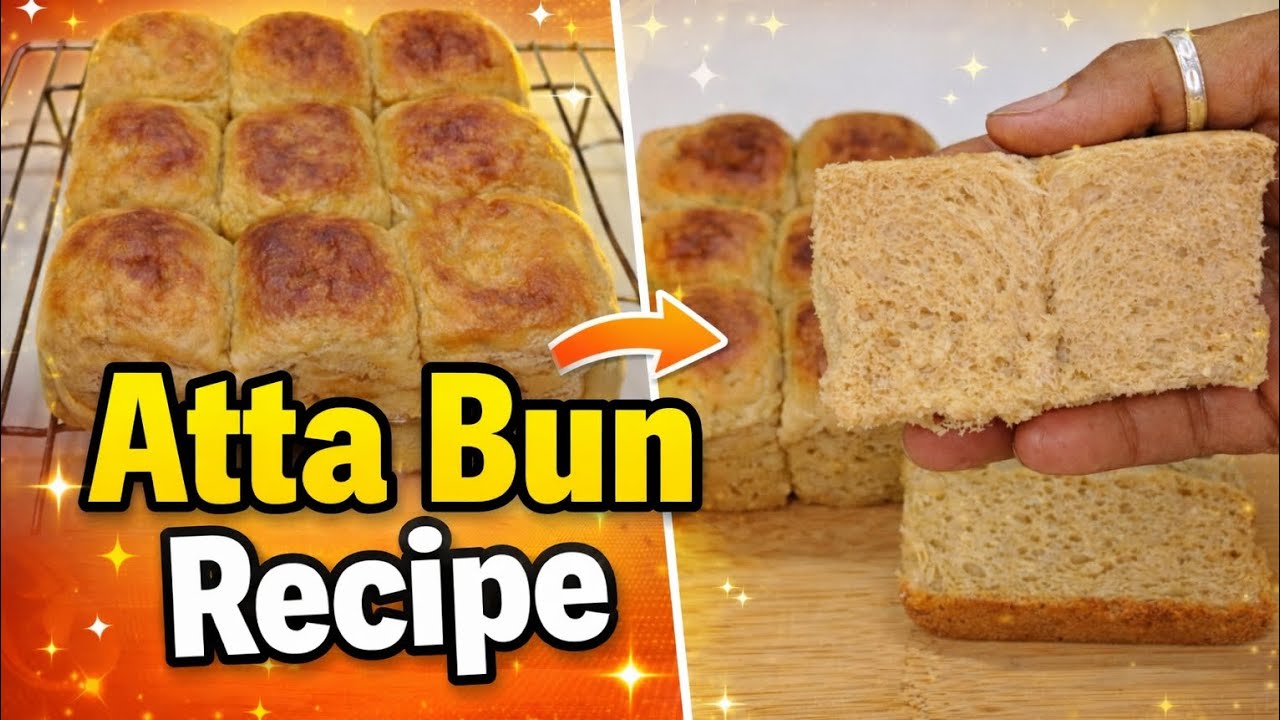 ઘઉં ના લોટ ના બન બનાવવા ની રીત|How to make bakery style Whole wheat flour Bun|100% Atta Bun Recipe|