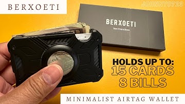 AirTag and RFID Blocking Minimalist Aluminum Wallet with Money Clip - BERXOETI