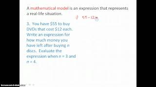 Algebra 2:  Chapter 1, Section 2