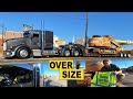 A day hauling HEAVY equipment with the RGN lowboy / CAT with straight pipes and LOUD JAKES