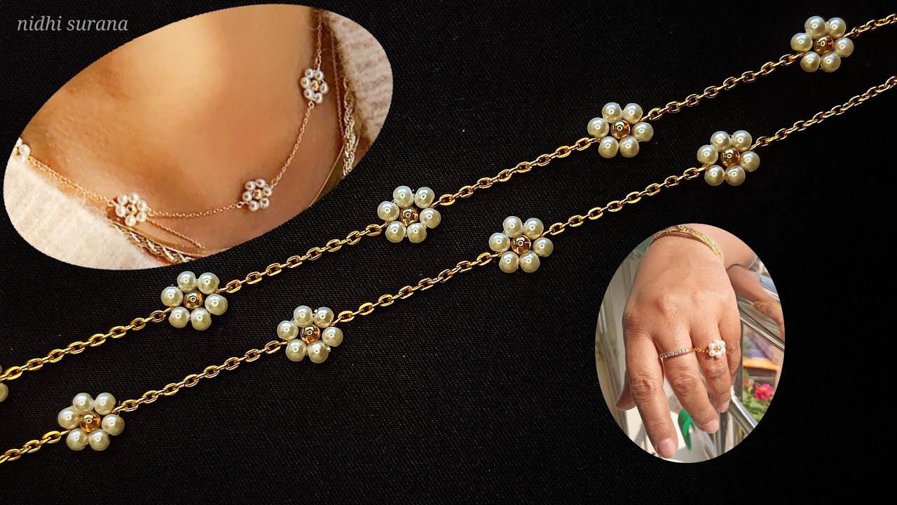 ⚜️Long chain Pearl Necklace/Beaded Jewelery for Beginners/Tutorial diy