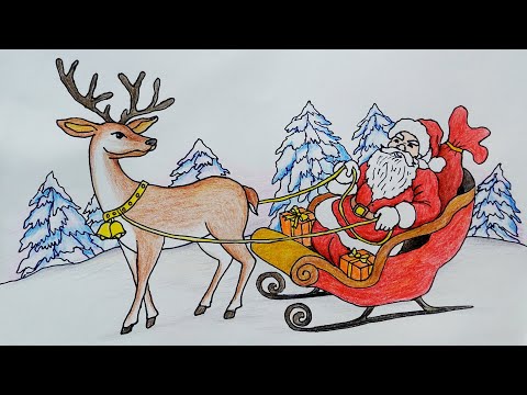 Video Vẽ ông già Noel cưỡi tuần lộc đi tặng quà - youtube