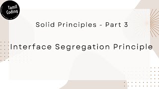 Interface segregation principle in C# | Solid Principles | Tamil