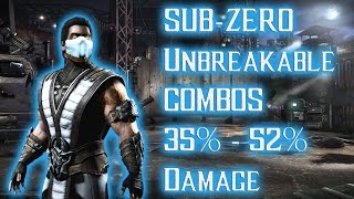 Mortal Kombat X - Sub-Zero (Unbreakable) Combos 35% - 52% Damage [Old Patch] ᴴᴰ