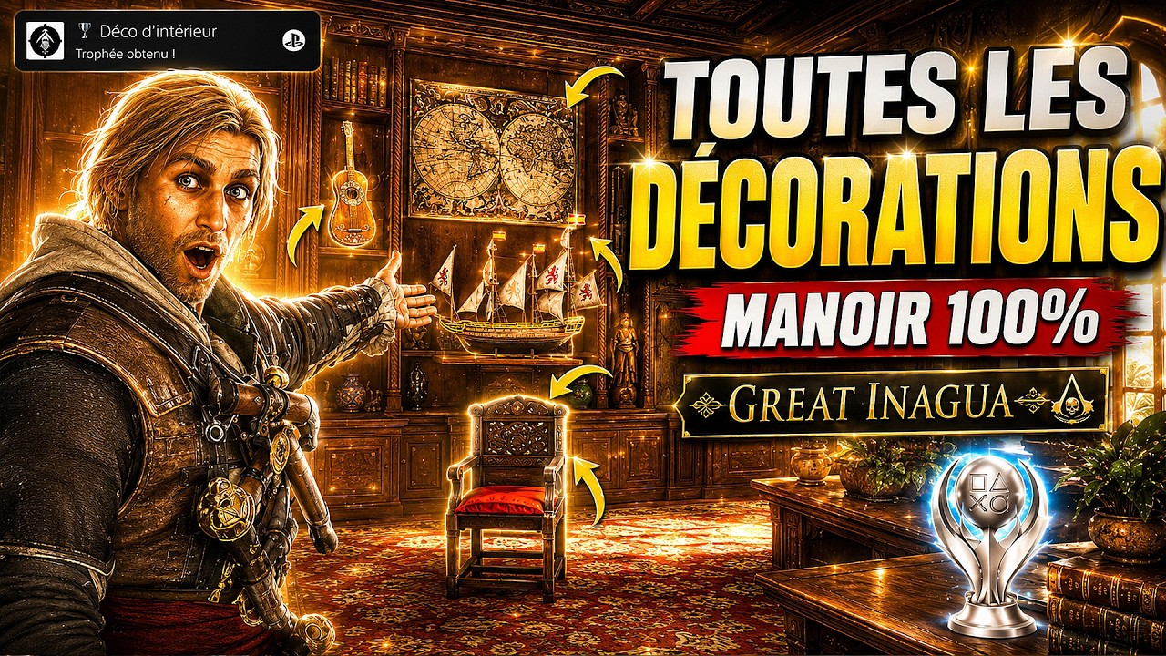 AC Black Flag Resynced: Toutes les DÉCORATIONS DU MANOIR (Guide Décoration d'Intérieur 🏆) Œuvres..