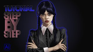 Vector Portrait in Adobe Illustrator | Artwork | Vector Illustration | Speed Art | Wednesday movie