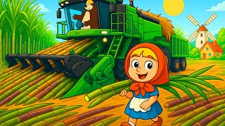 Red Riding Hood &amp; Farmer: Giant Tractor Harvests Sugarcane! 🌾🚜 | Farm Animation