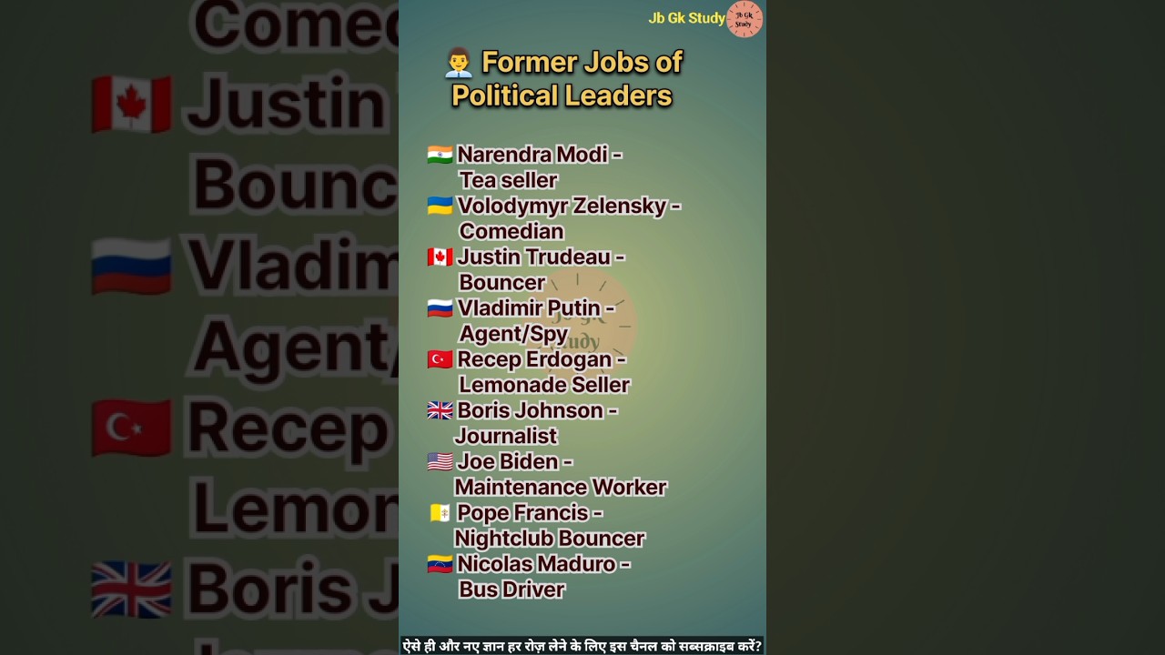 👨‍💼 Former Jobs of Political Leaders
