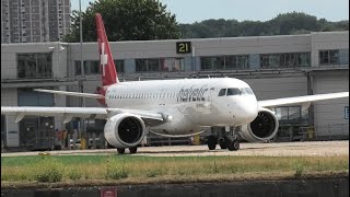 LARGEST CERTIFIED AIRCRAFT AT LONDON CITY! Helvetic Embraer E195-E2 HB-AZL Departure