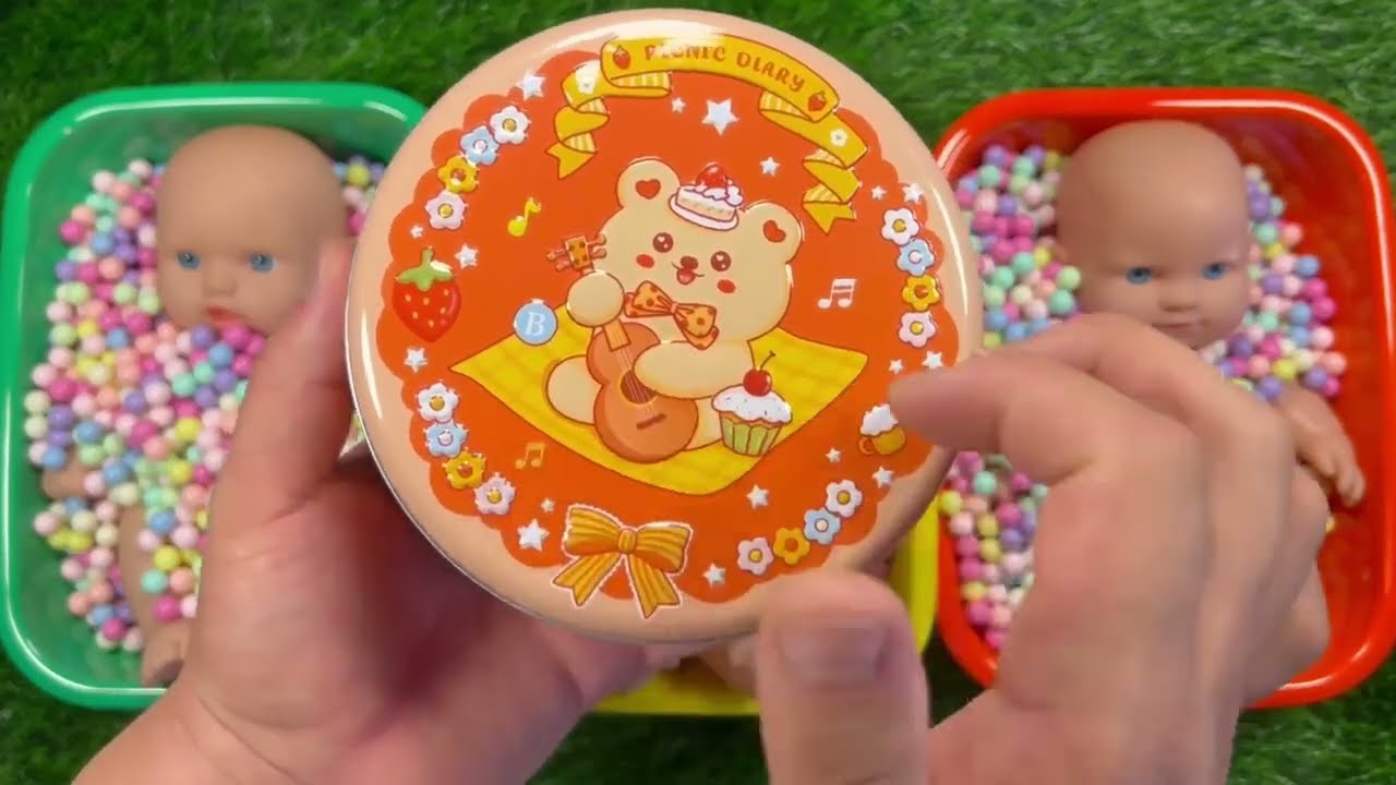 Full of 3 Rainbow BathTubs Candy with M&M's & Magic Slime Cutting Video