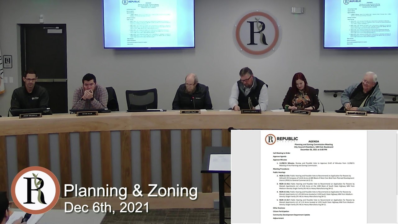 City of Republic, MO Planning & Zoning Dec 6th, 2021 YouTube