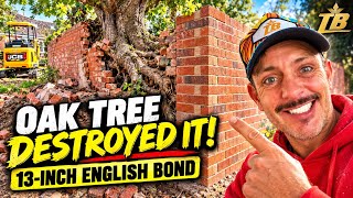 HOW I REBUILT A DAMAGED 13 INCH ENGLISH BOND GARDEN WALL #bricklaying #construction #diy