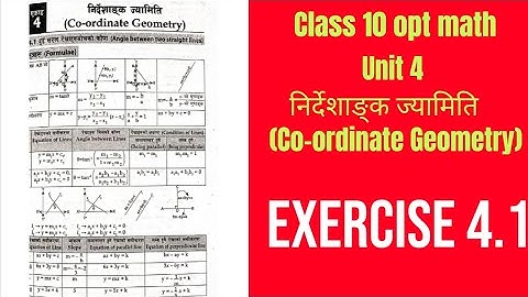 class 10 opt math unit 4 ( निर्देशांक ज्यामिति ) co-ordinate geometry / exercise 4.1 solution part 1