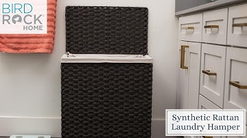 BIRDROCK HOME Double PE Synthetic Rattan Laundry Hamper with Lid - Brown