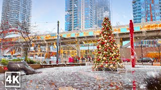【4K】Snow Walk in Vancouver , First Snowfall of Christmas 2023, Travel Canada, Binaural City Sounds