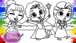 Pintar Princesas da Disney Desenhos animados Video infantil Para meninas  crianças Colorir desenhos 